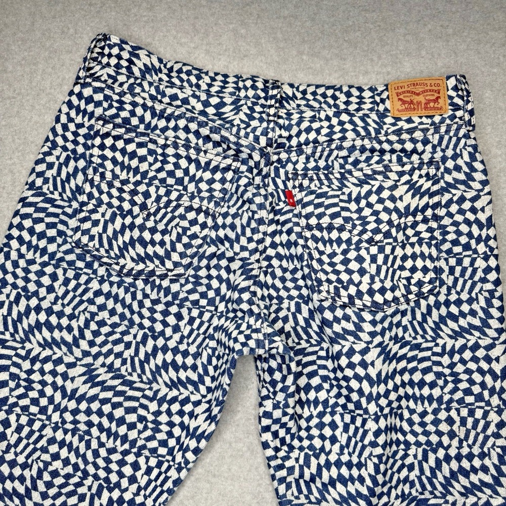 Levi's Middy Straight Optical Illusion Blue Jeans 34x29 Factory Irregular Stamp